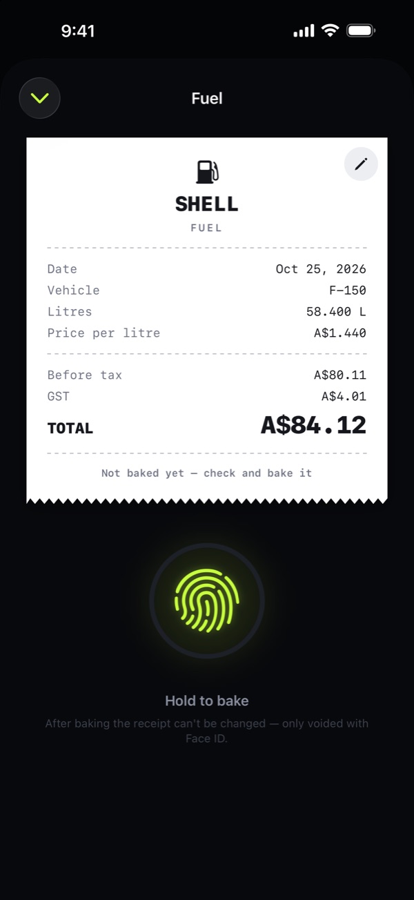 Seal receipts. No accidental edits.