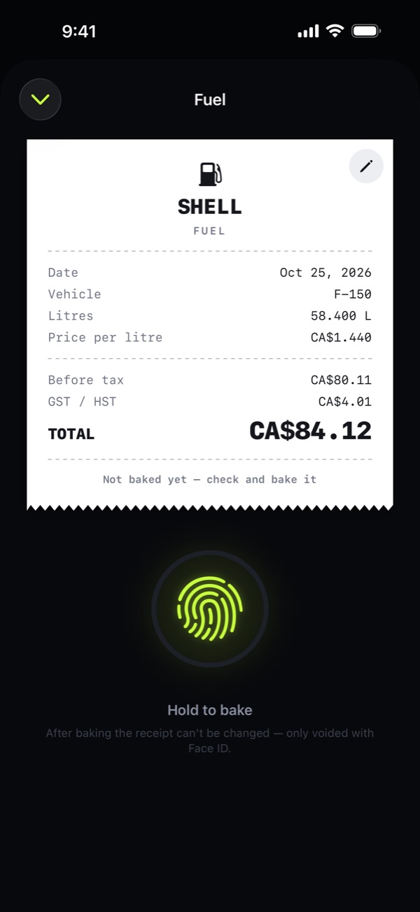 Seal receipts. No accidental edits.