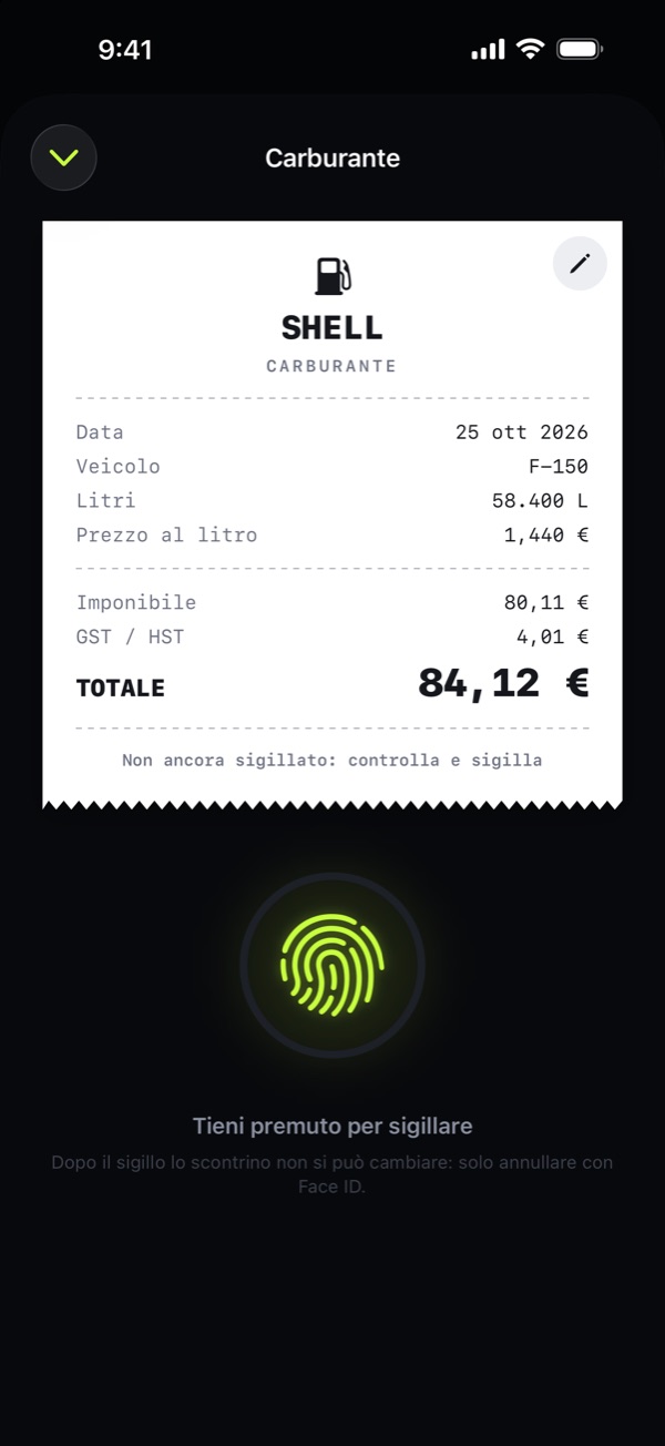 Sigilla gli scontrini. Nessuna modifica per errore.