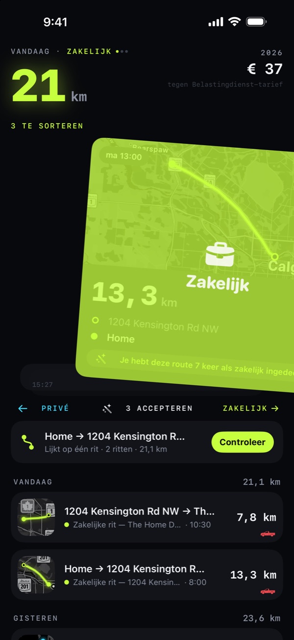 Swipe naar rechts. Zakelijk.
