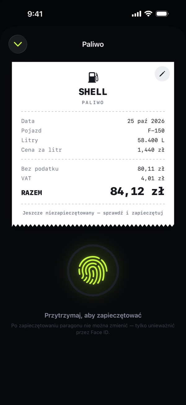 Pieczętuj paragony. Żadnych przypadkowych zmian.