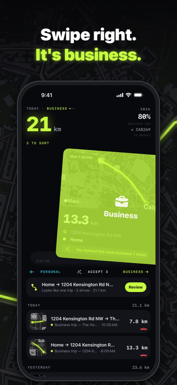 Swipe to classify a drive