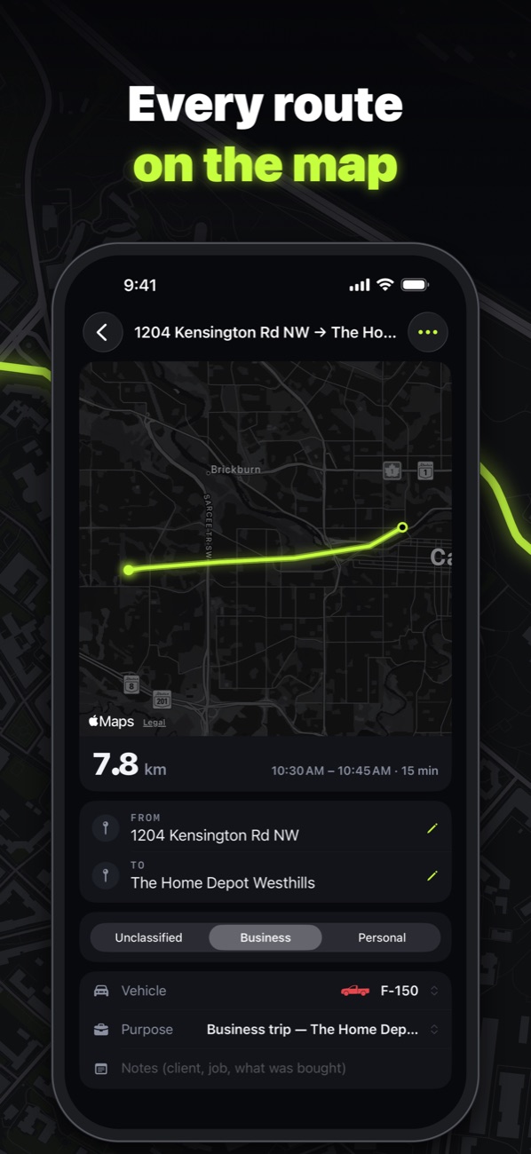 Drive details with route