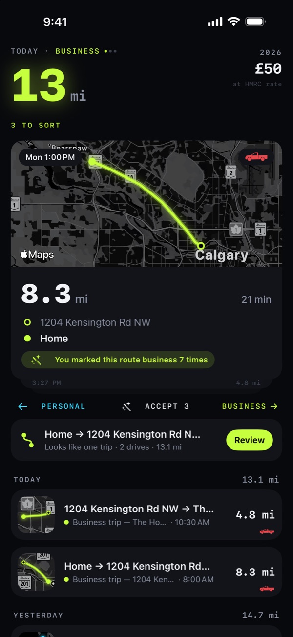Mileage that logs itself