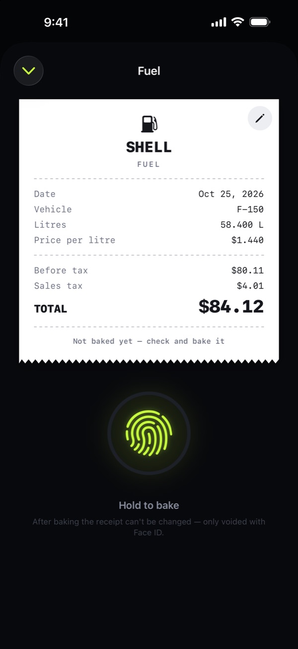Seal receipts. No accidental edits.
